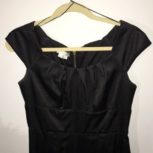 London times black pleated, knee length dress